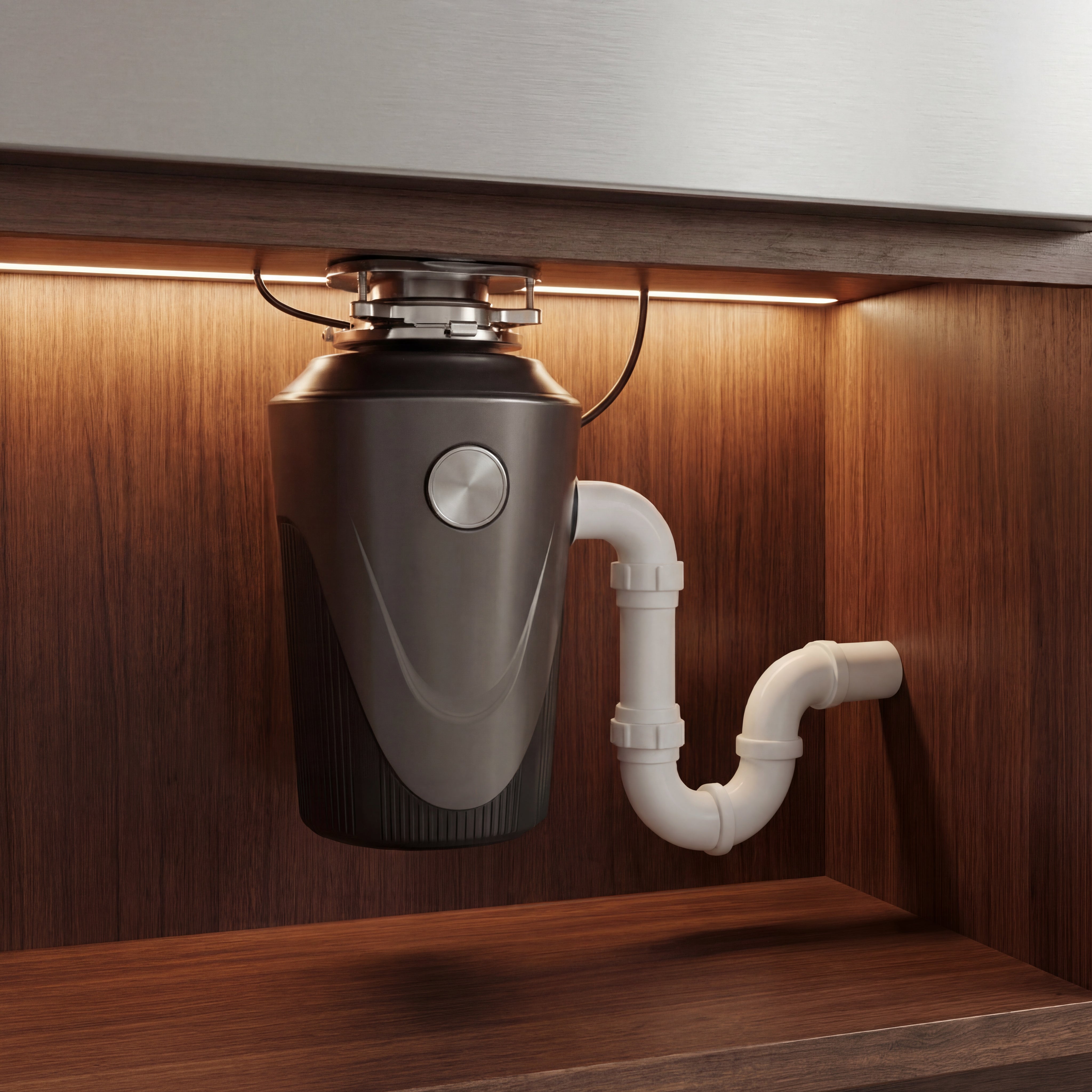 Triturador GreenWaste instalado bajo la mesada